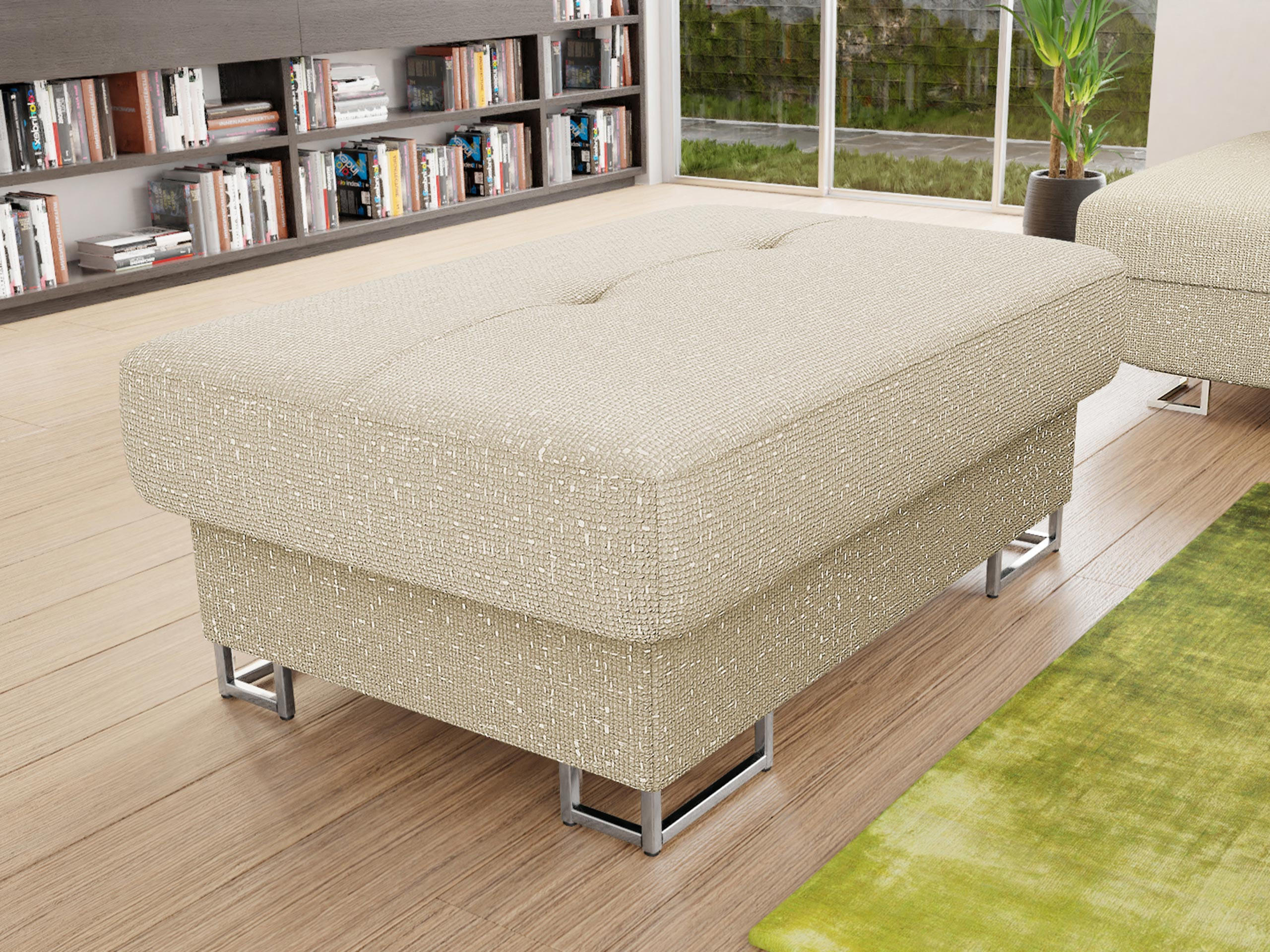 POLSTERHOCKER Cotere - Beige/Silberfarben, Holz/Metall (104/42/67cm) - MIRJAN24