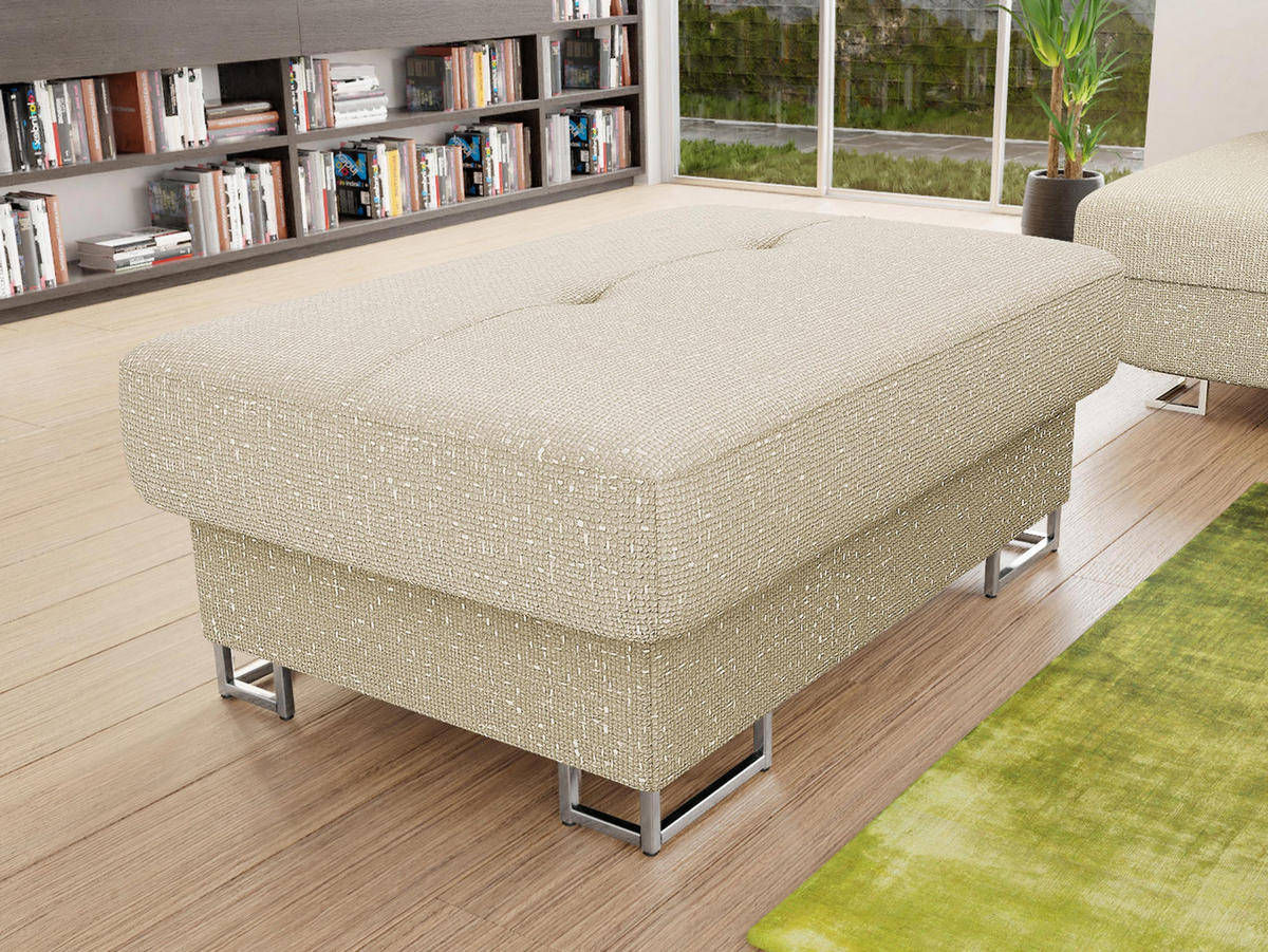 POLSTERHOCKER Cotere - Beige/Silberfarben, Holz/Metall (104/42/67cm) - MIRJAN24