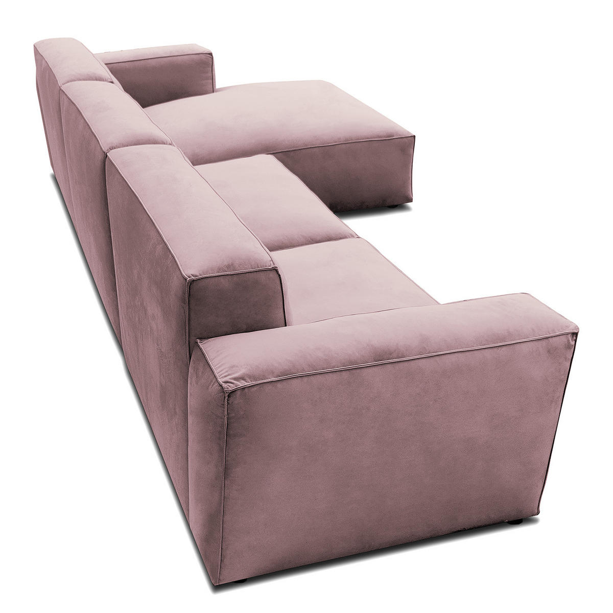 ECKSOFA mit Longchair - Mauve/Schwarz, Kunststoff/Textil (345/170cm) - home24