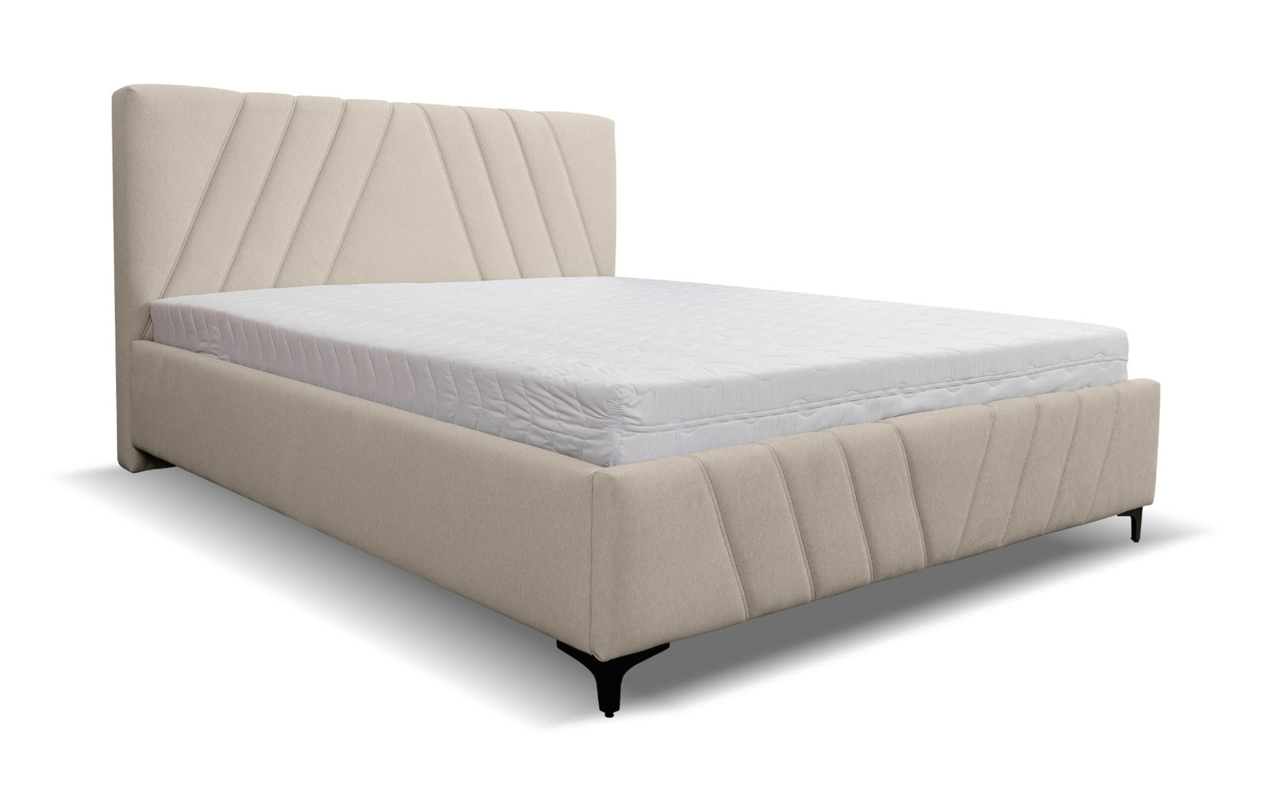 POLSTERBETT Capri mit Kopfteil, 140 x 200 cm, mit Bettkasten und Lattenrost aus Metall, Velourstoff, Frabe: Beige - Beige, Holz/Kunststoff (140/200cm) - VENASI MÖBEL