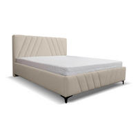 POLSTERBETT Capri mit Kopfteil, 140 x 200 cm, mit Bettkasten und Lattenrost aus Metall, Velourstoff, Frabe: Beige - Beige, Holz/Kunststoff (140/200cm) - VENASI MÖBEL