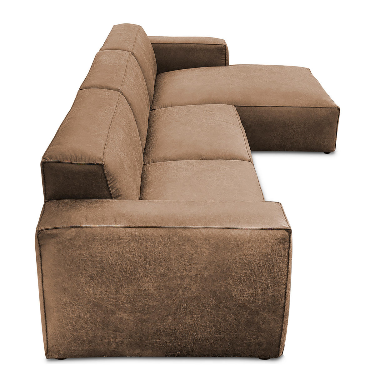 ECKSOFA mit Longchair - Schwarz/Braun, Kunststoff (345/170cm) - home24