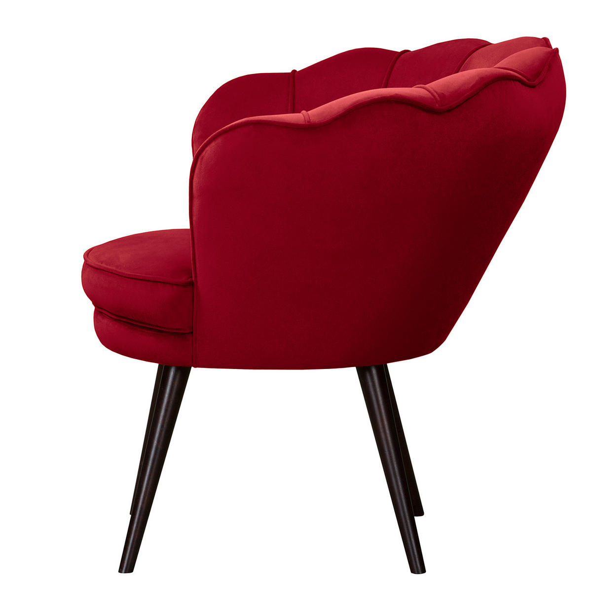 SESSEL - Samt, Füße Dunkel - Dunkelbraun/Rot, Holz/Birkenholz (75/74/75cm) - home24