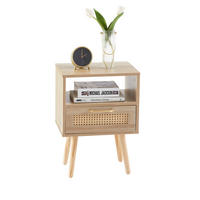 NACHTTISCH 30/40/55 cm natur aus MDF mit Rattanfront und Schublade - Hellbraun, Holzwerkstoff (30/55/40cm) - OKWISH