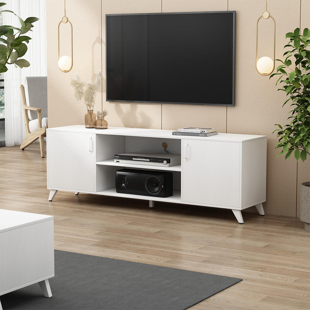 LOWBOARD Maceio Weiß 160 x 54.5 cm mit 2 Türen - Weiß, Holzwerkstoff (160/54.5/38cm) - Vicco