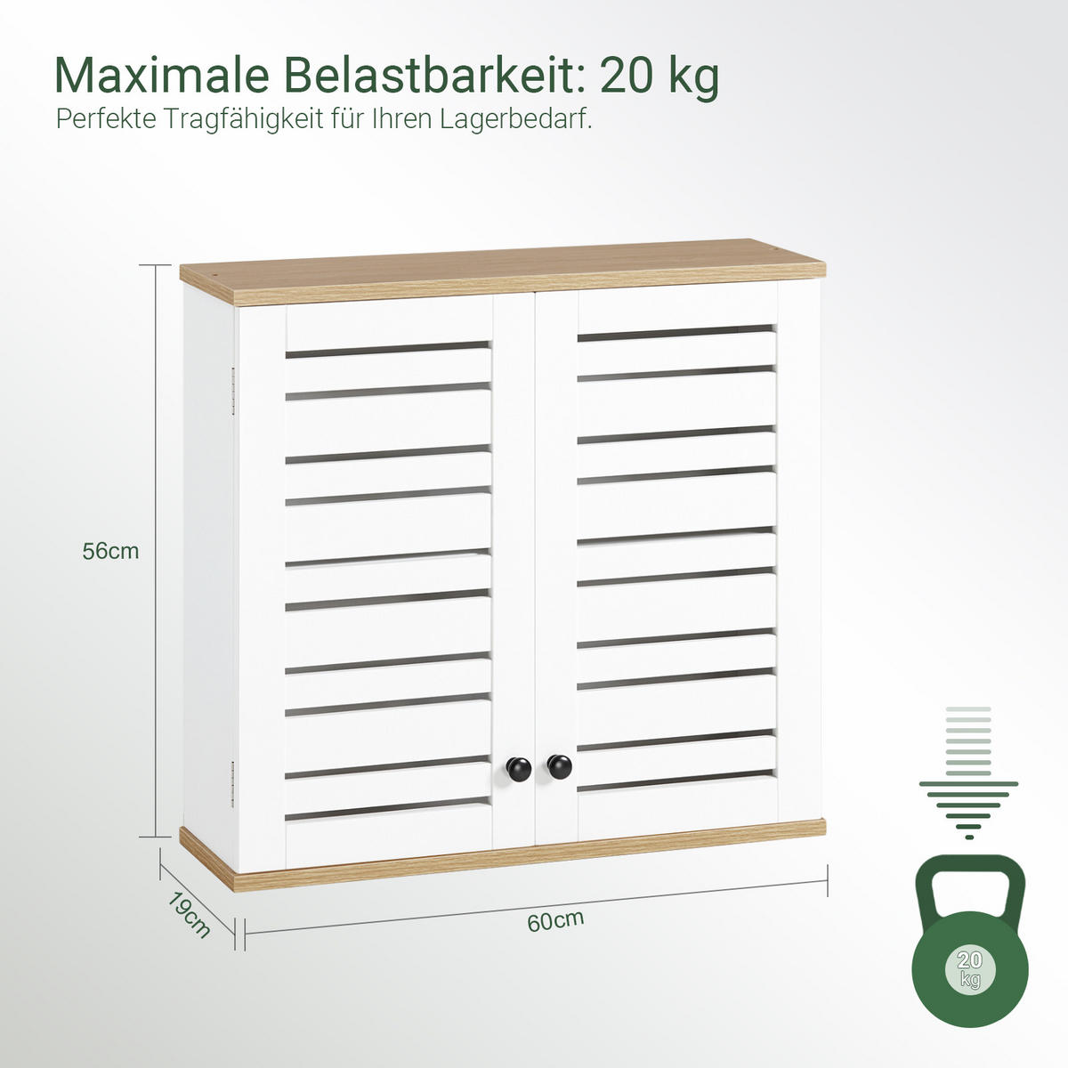 HÄNGESCHRANK Weiß - Weiß, Holzwerkstoff (60/56/19cm) - SoBuy