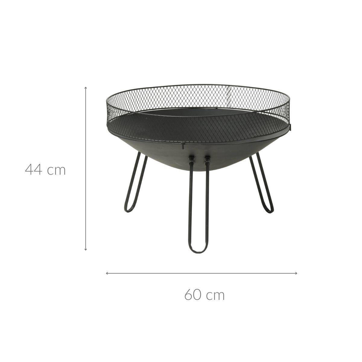 GARTENFEUERSTELLE 60/44 cm - Schwarz, Metall (60/44/60cm)