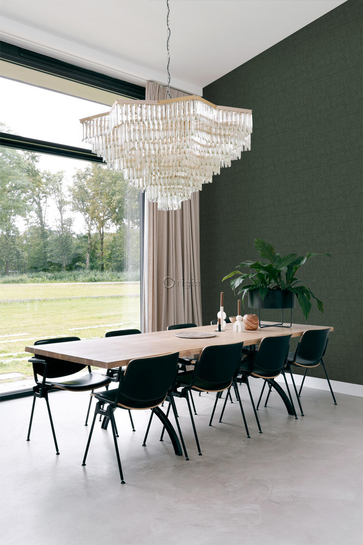 TAPETE Fliesenmuster mit Schlangenhaut-Motiv 53 cm x 10.05 m - Grün, Papier (53/1000cm) - Origin Wallcoverings