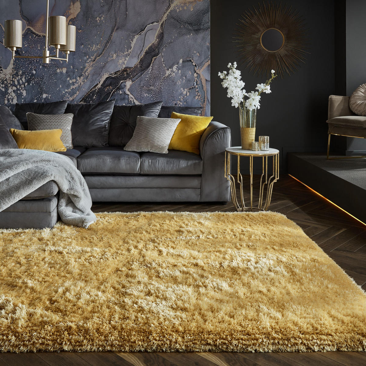TEPPICH Hochflor Modern-Design, superweich ORWELL, Senfgelb 120x170 cm - Currygelb, Textil (120/170cm) - KADIMA DESIGN
