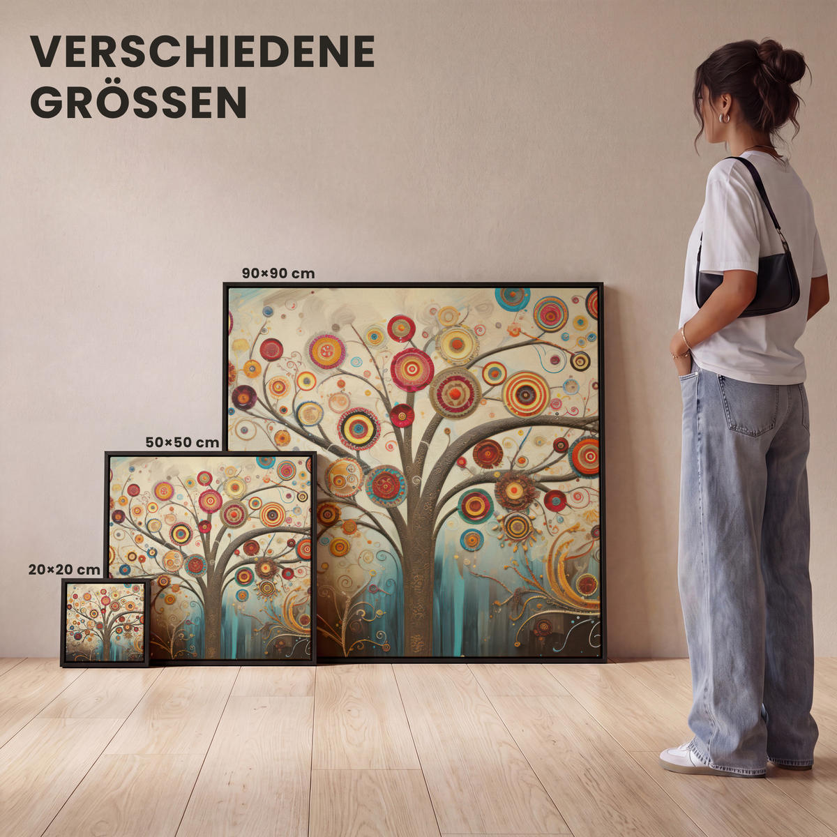 LEINWAND Bilder mit Rahmen - Baum - Baum des Lebens - Farbe - 50x50 - Braun, Textil (50/50cm) - MuchoWow