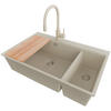 GRANITSPÜLE Oslo Duo, 2-er set Beige 78/50 cm 2 Becken + Küchenarmatur 38/14 cm + Ablauf-Set + Schneidebrett ab 80er Unterschrank - Beige, Kunststoff (78/20/50cm) - Primagran