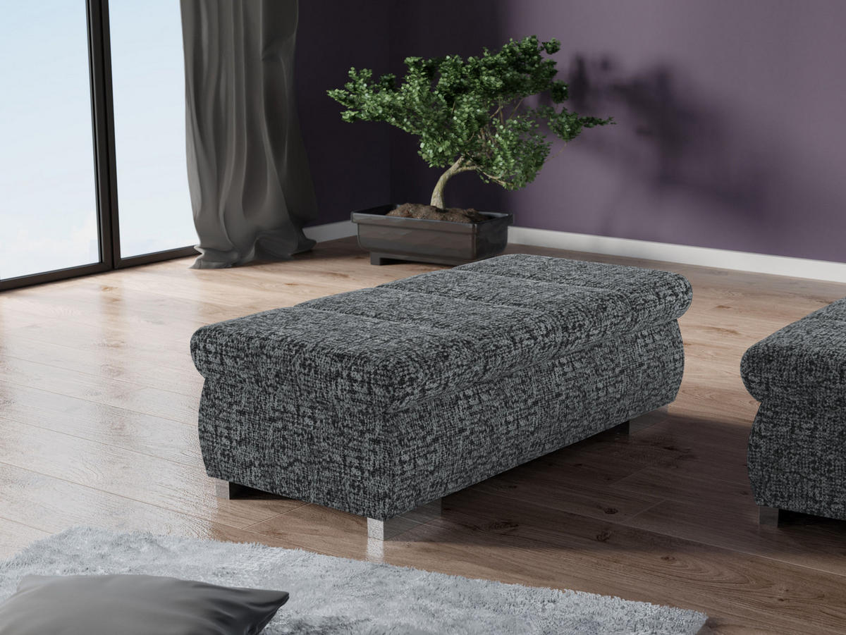 POLSTERHOCKER Bangkok Groß - Greige/Silberfarben, Holz/Kunststoff (120/39/60cm) - MIRJAN24