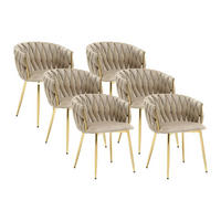 SET mit 6 Stühlen aus Samt & goldenem Metall - Beige - ELEGANO - Beige, Textil (59/74/57cm) - Vente-Unique