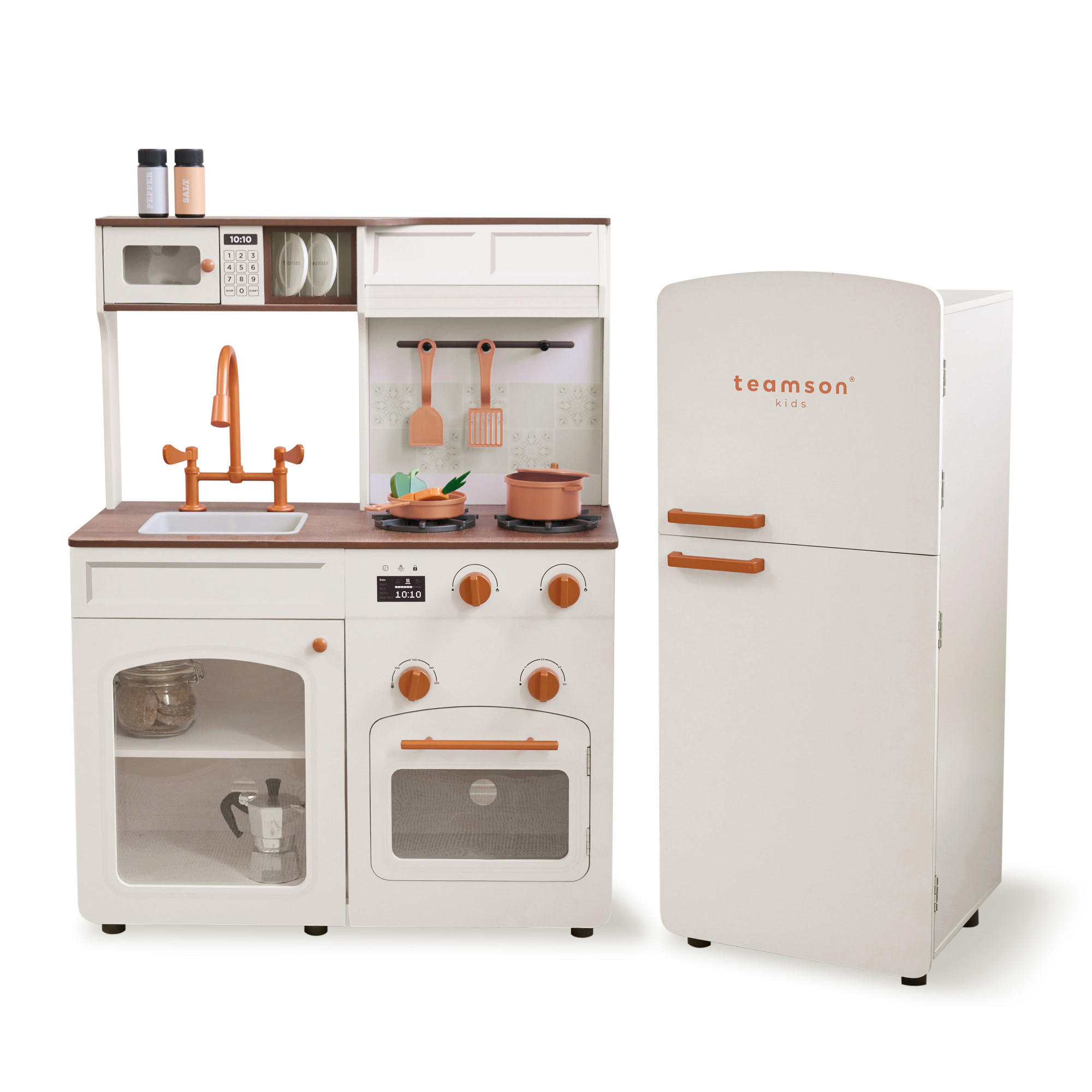 KINDERKUCHE Modulare Holze mit Kühlschrank, 92cm, Weiß - Weiß, Holzwerkstoff (104/30/92cm) - Teamson Kids