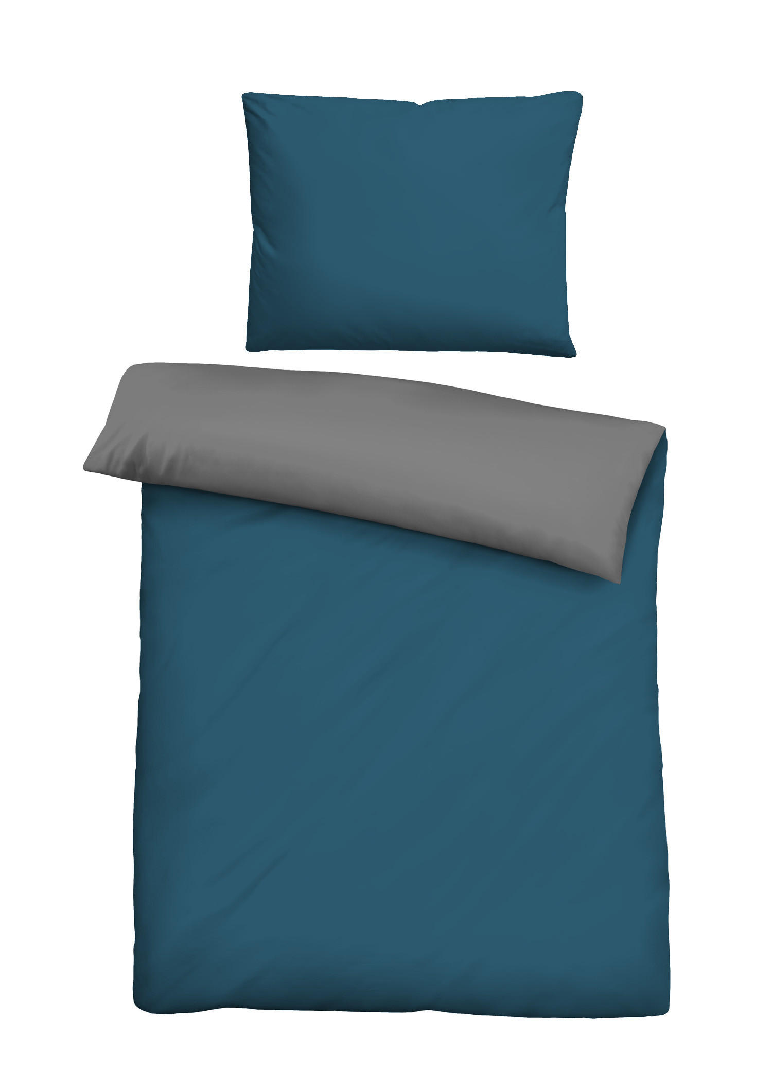 BETTWÄSCHE-GARNITUR Linon UNI cobalt-blau, 140x220 cm + 70x90 cm - Blau, Textil (140/220cm) - biberna