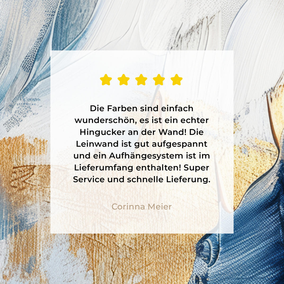 LEINWANDBILD Gold - Blau - Aquarell - Kunst - Modern 50x50 cm - Hellblau, Textil (50/50cm) - MuchoWow