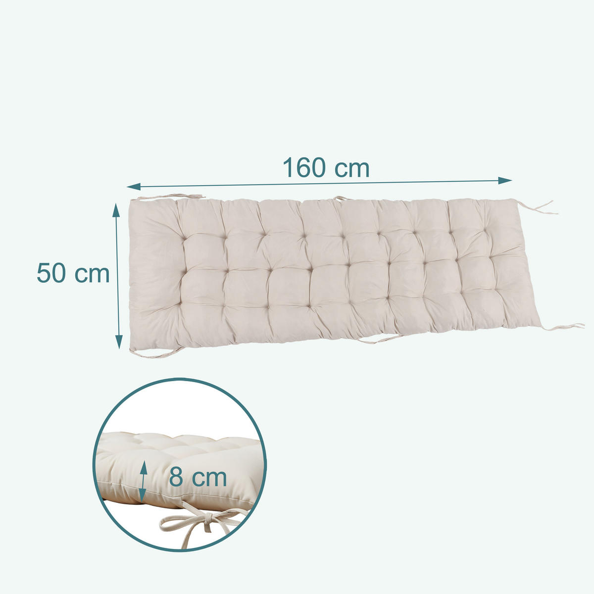 LAVIČKOVÝ sedák - béžová, textil/plast (50/8/160cm) - Relaxdays