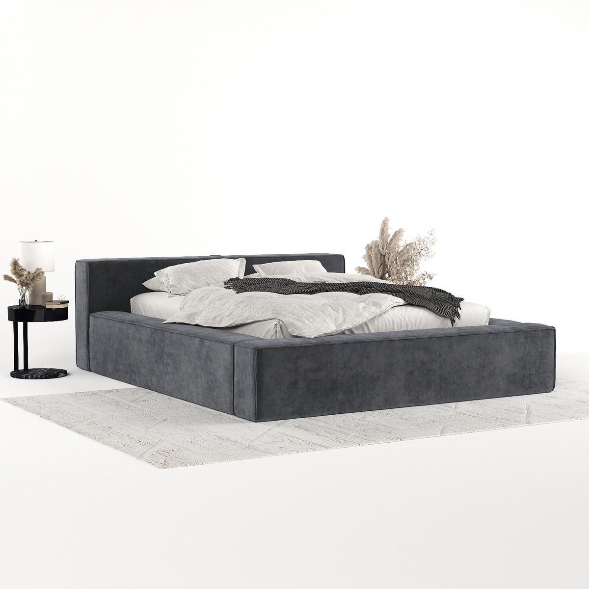 POLSTERBETT Casto mit Stauraum 200/200 cm Anthrazit im Terra NW Stoff - Anthrazit/Schwarz, Holz/Holzwerkstoff (200/200cm) - AltaBeds