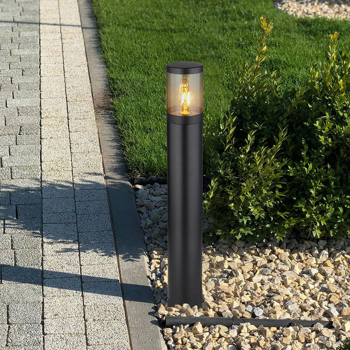 LED WEGELEUCHTE Edelstahl Schwarz Rauch - Schwarz, Metall (14/14/80cm) - Globo Lighting