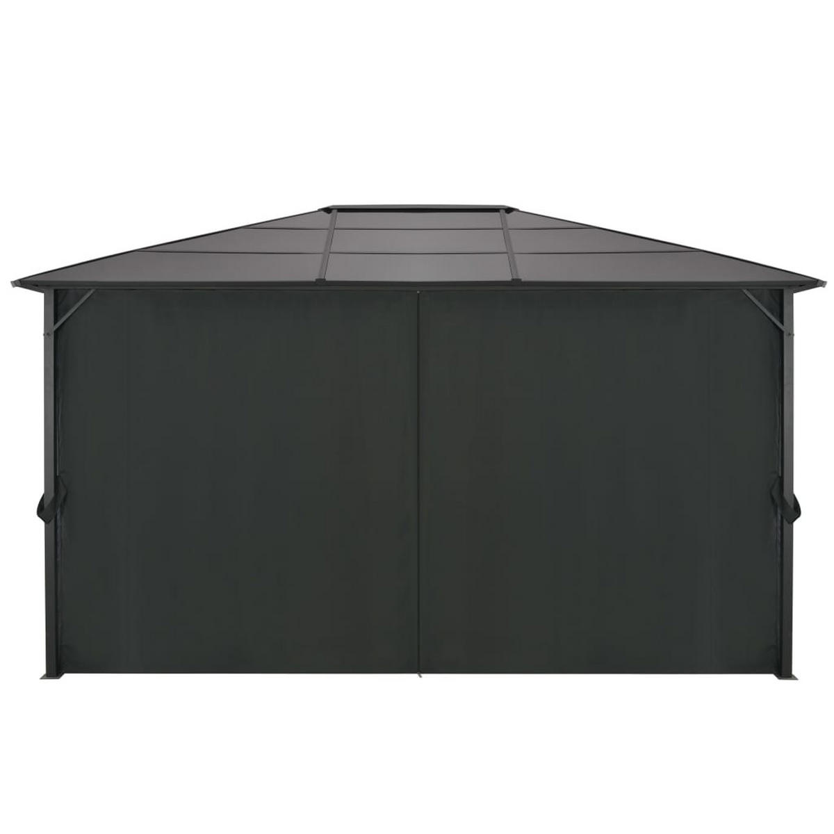 GARTENPAVILLON mit Vorhang, 4/3/2,6 m, aus Aluminium, Schwarz - Schwarz, Kunststoff (300/260/400cm) - vidaXL