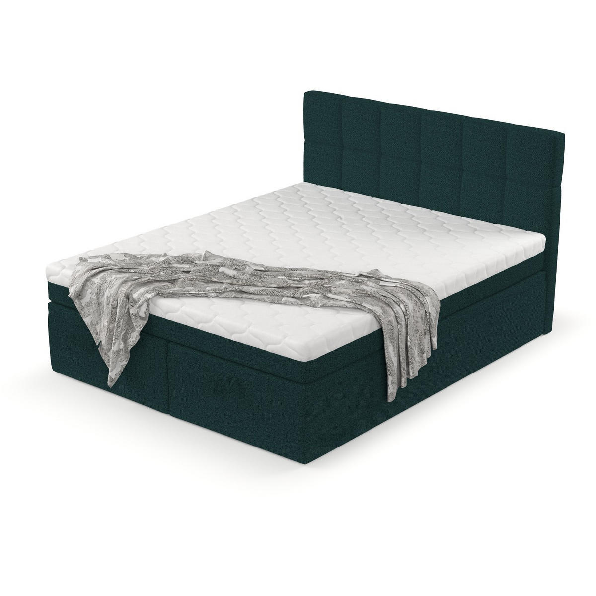 BOXBETT Elano 200/200 cm Grün im Riva Stoff - Schwarz/Grün, Holz/Holzwerkstoff (200/200cm) - AltaBeds