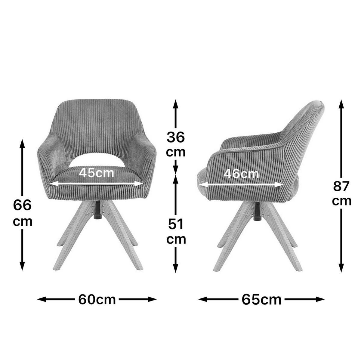 DREHSTUHL Mika-Lena - Honigeiche/Grau, Eichenholz/Holz (60/87/65cm) - DUBI Möbel