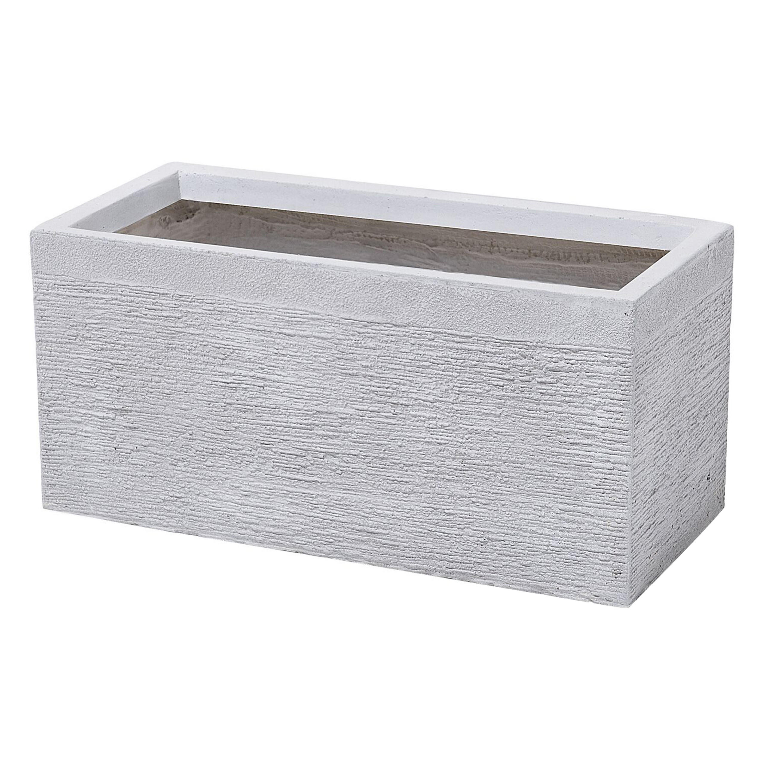 BLUMENTOPF weiß rechteckig 50/23/24 cm Myra - Weiß, Naturmaterialen (24cm) - Beliani