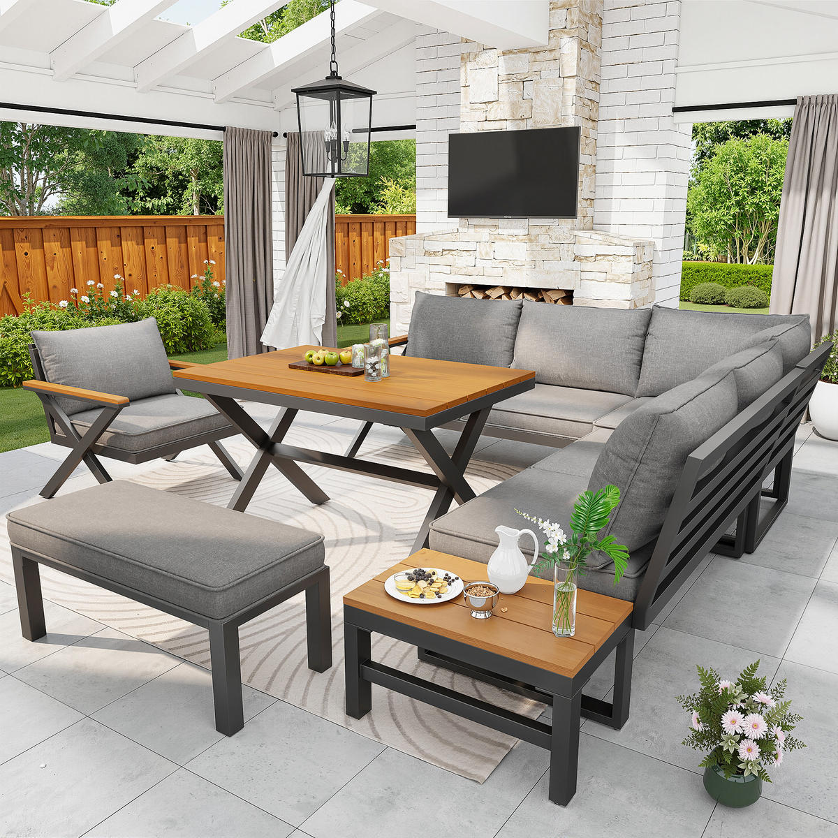 LOUNGE-GRUPPE X-Design Grau/Beige - Grau, Metall - ComfortXL