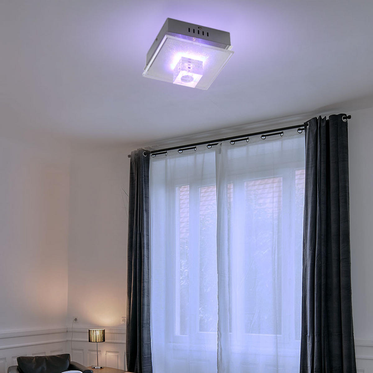 LED DECKENLEUCHTE ARCTIC Chrom Silber - Silberfarben, Glas (20/20/12.5cm) - Globo Lighting