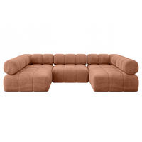 WOHNLANDSCHAFT modulares Sofa Garvo-U1 - 285x190x70 cm Apricot Velours - Koralle, Holzwerkstoff/Textil (285/70/190cm) - ALTDECOR