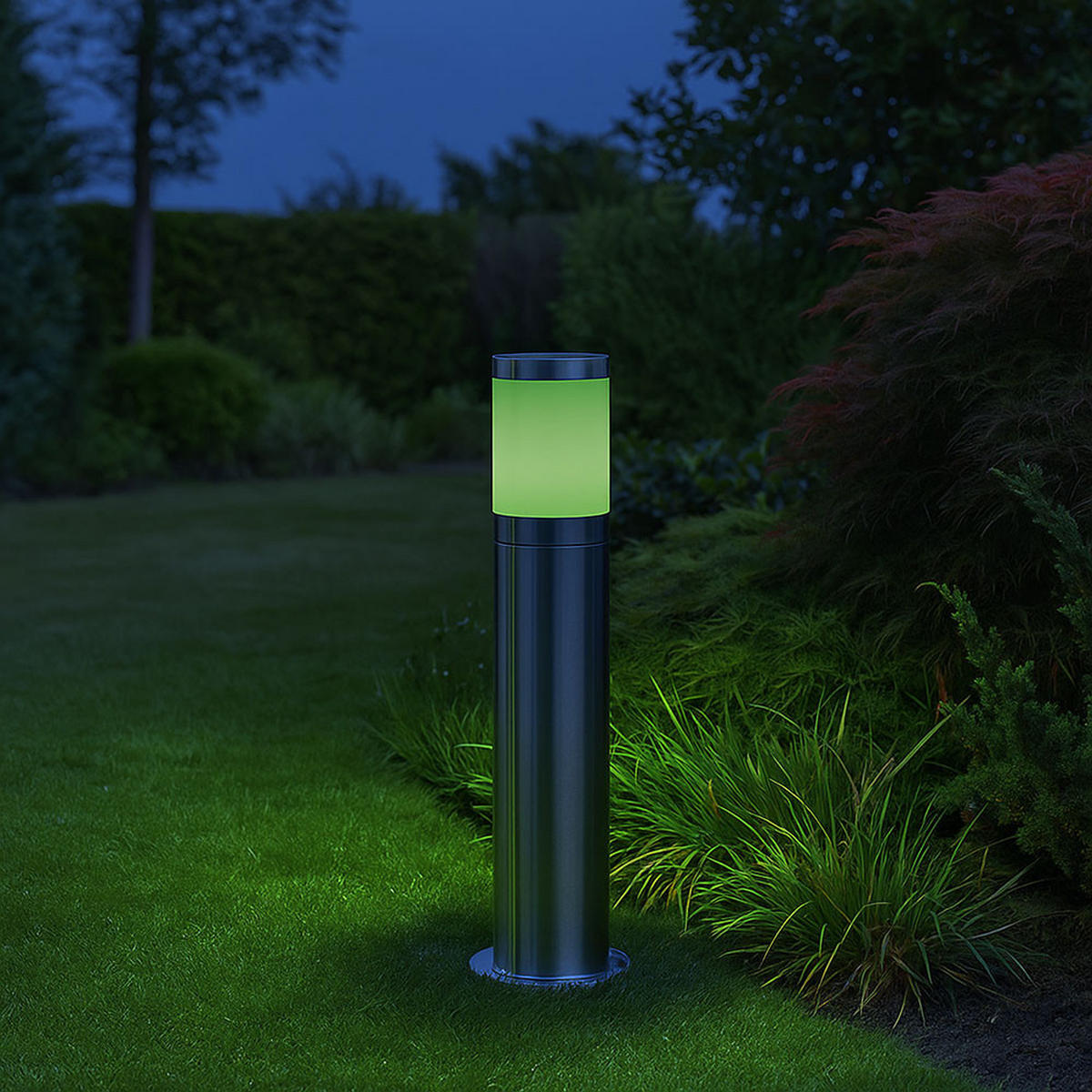 RGB LED STEHLEUCHTE Edelstahl Silber - Silberfarben, Metall (10.2/10.2/50cm) - Globo Lighting