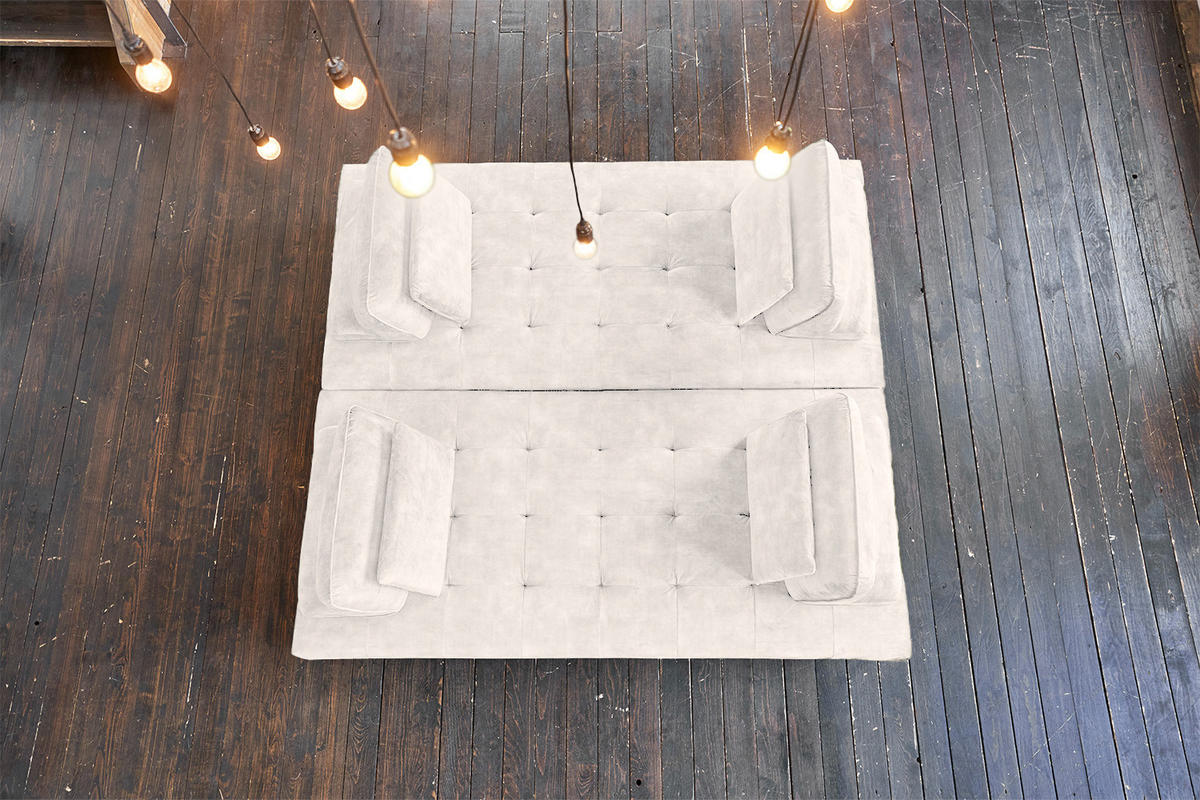 ECKSOFA WIOLO Cremeweiß Velvet - Silberfarben/Creme, Textil/Metall (350/240cm) - KAWOLA