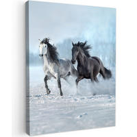 LEINWANDBILD Pferde - Winter - Tiere - Natur - Schnee 60x80 cm - Anthrazit, Textil (60/80cm) - MuchoWow