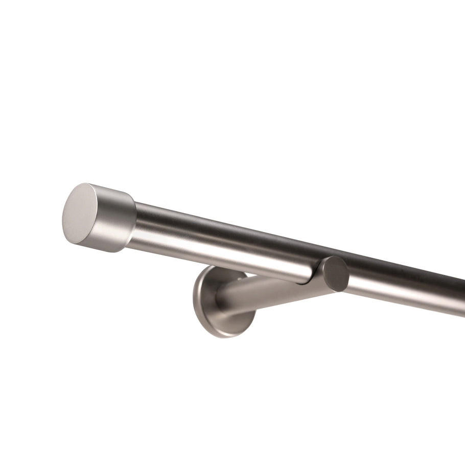 GARDINENSTANGE 1-lauf Kappe - Silberfarben, Metall (240cm) - Deco-Raum