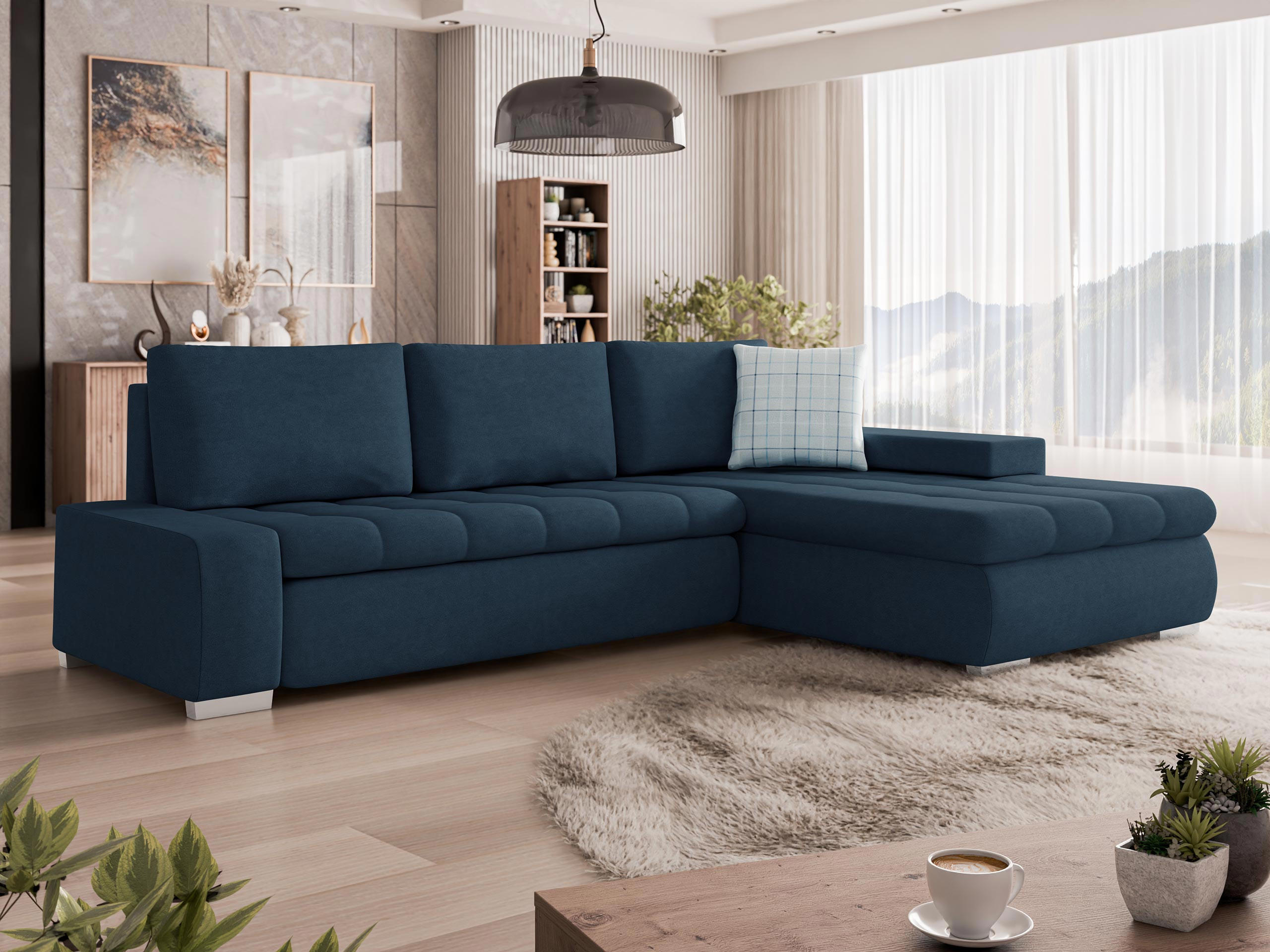 Thumbnail - Mirjan24 Ecksofa, Dunkelblau, Textil, 5-Sitzer, L-Form,Rechteckig, 265x185 cm, Wohnzimmer, Sofas & Couches, Wohnlandscha...