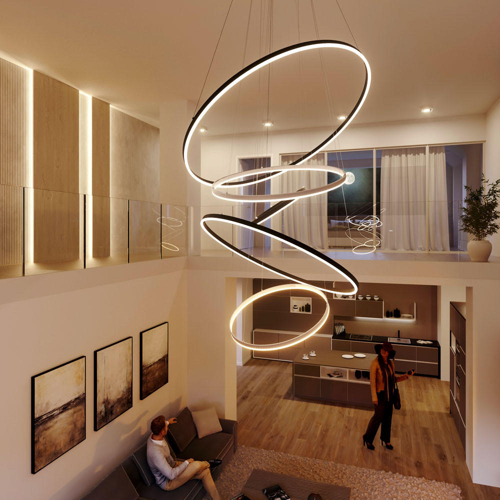 LED-HÄNGELAMPE 5er Ring Gold Ø 100 | 120 | 150 | 120 | 100cm - Goldfarben, Metall (1.3/150/3.3cm) - s.luce
