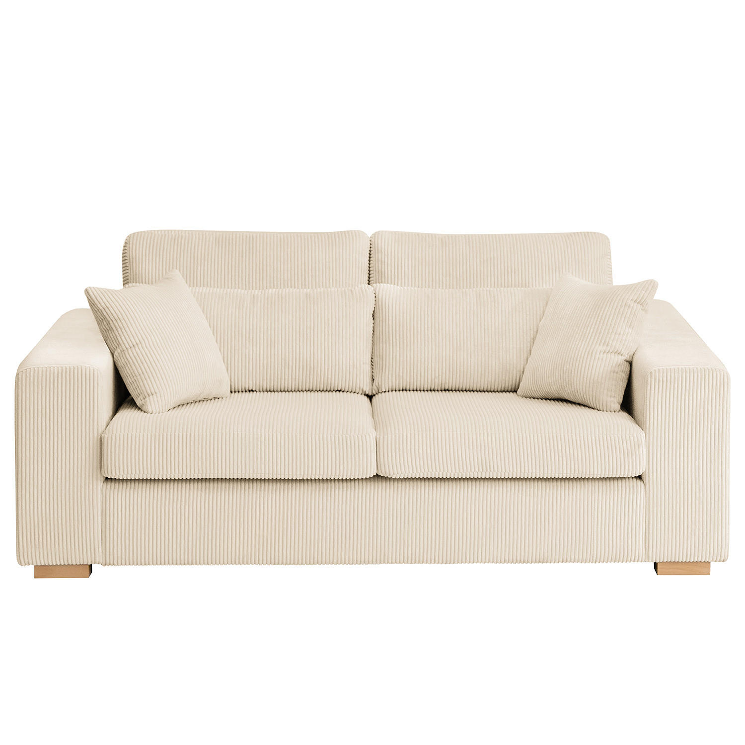 2,5-SITZER SOFA - Buchefarben/Creme, Holz/Buchenholz (194/85/104cm) - home24