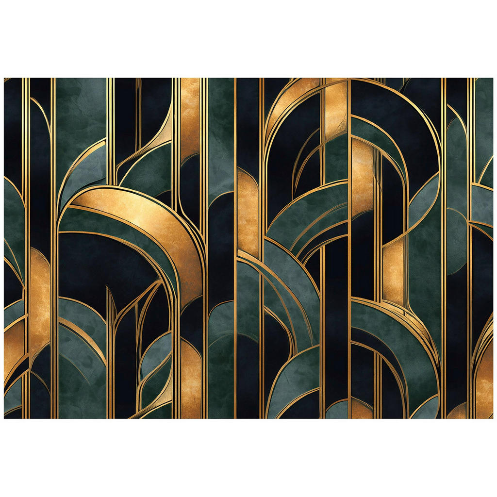 Wallarena FOTOTAPETA Art Deco Abstraktní zelená 350x250 cm