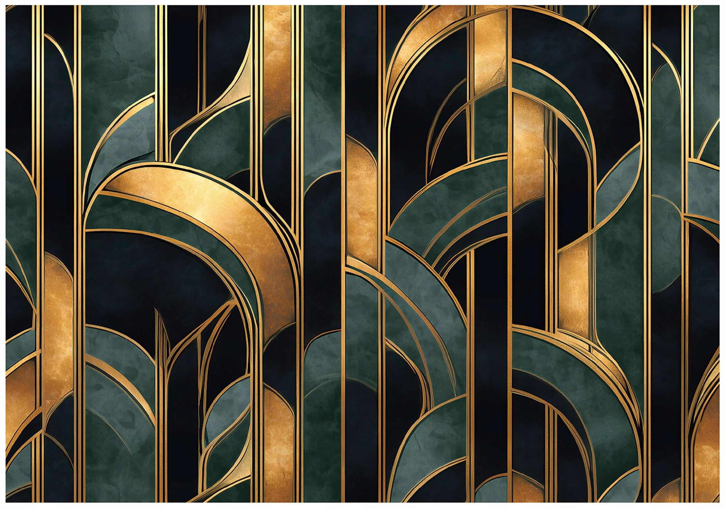 FOTOTAPETE Art Deco Abstrakt Grün 400x280 cm - Multicolor, Papier (400/280cm) - Wallarena