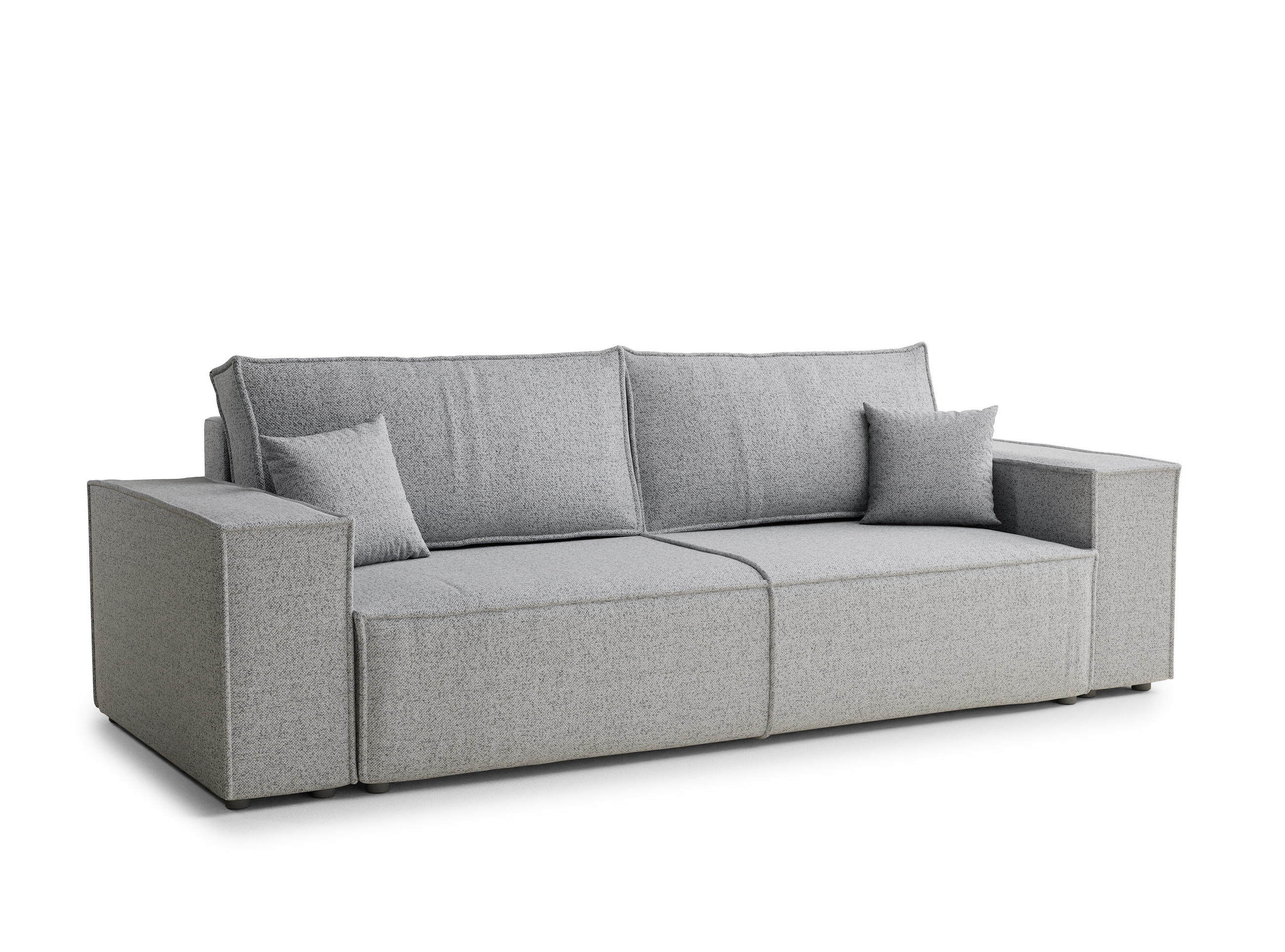 SOFA MIT SCHLAFFUNKTION Milos Hellgrau Webstoff - Hellgrau/Schwarz, Holz/Holzwerkstoff (255/70/105cm) - Maison de Reve