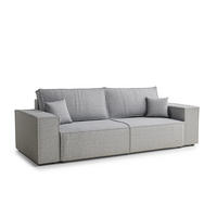 SOFA MIT SCHLAFFUNKTION Milos Hellgrau Webstoff - Hellgrau/Schwarz, Holz/Holzwerkstoff (255/70/105cm) - Maison de Reve