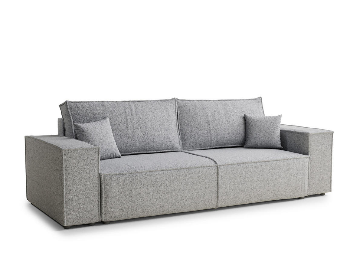 SOFA MIT SCHLAFFUNKTION Milos Hellgrau Webstoff - Hellgrau/Schwarz, Holz/Holzwerkstoff (255/70/105cm) - Maison de Reve