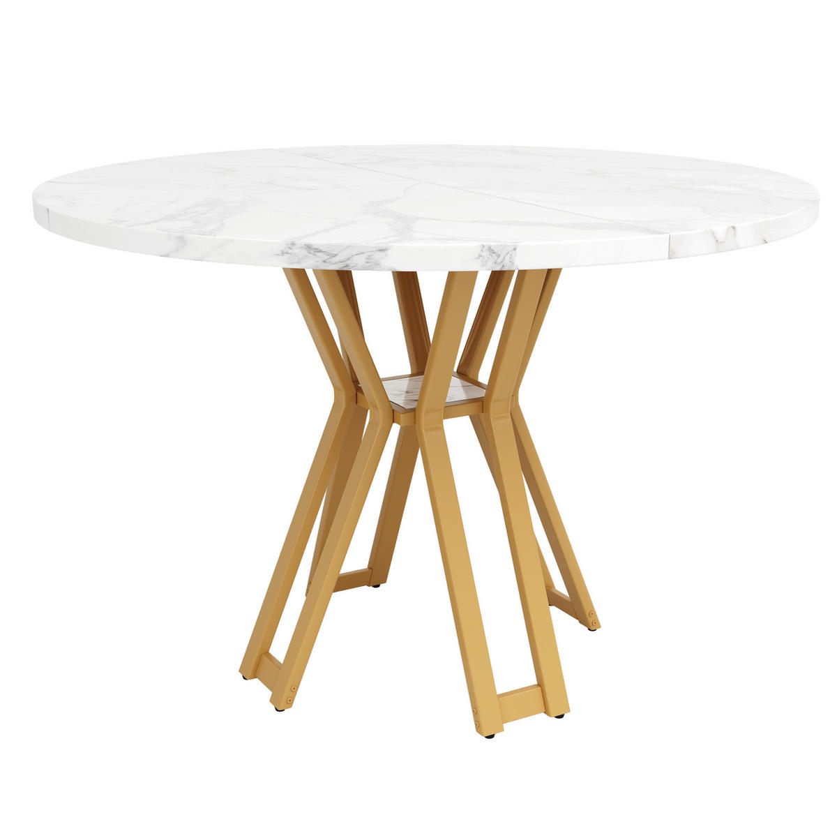 ESSTISCH, MDF in Marmoroptik & Metallgestell, 100/100/76 cm, Gold/Weiß - Goldfarben, Holzwerkstoff (100/100/76cm) - Redom