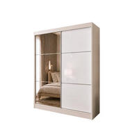 SCHWEBETÜRENSCHRANK Vena 120 cm mit Spiegel 2-türig, kaschmir, lacobel weiß - Kaschmir/Weiß, Holz/Kunststoff (120/216/61cm) - Margaret Hadas24