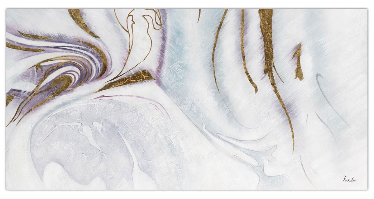 XXL ÖLGEMÄLDE Weiß 200/100 cm - Goldfarben/Weiß, Textil (200/100cm) - KUNSTLOFT