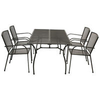 GARTENESSGRUPPE Glasgow - GARTEN-GARNITUR für 4 Personen - Gartenmöbel Set 5-teilig - Streckmetall anthrazit - Grau, Metall - TPFGarden