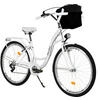 CITY-FAHRRAD Milord mit Metallkorb, 28 Zoll, Weiß, 7-Gang - Weiß, Metall (46cm) - Milordbikes