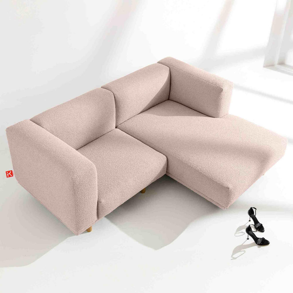 Thumbnail - Konsimo® Ecksofa-Rechts, Pink, Holz, Holzwerkstoff, Textil, L-Form, 204x155 cm, Wohnzimmer, Sofas & Couches, Wohnlandsch...