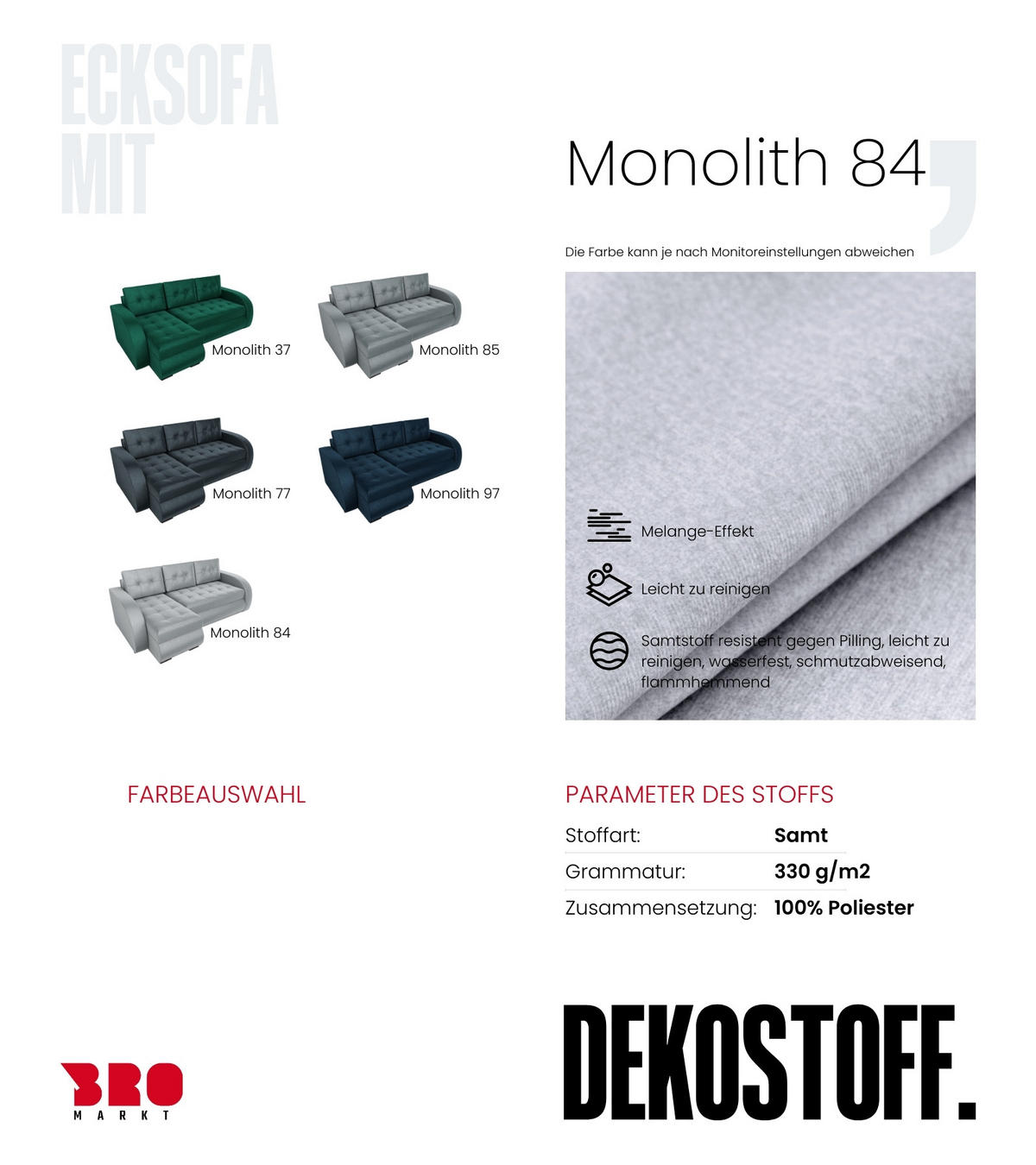 ECKSOFA Bergen mit Schlaffunktion Grau Samtstoff - Hellgrau, Textil (238/141cm) - Bromarkt