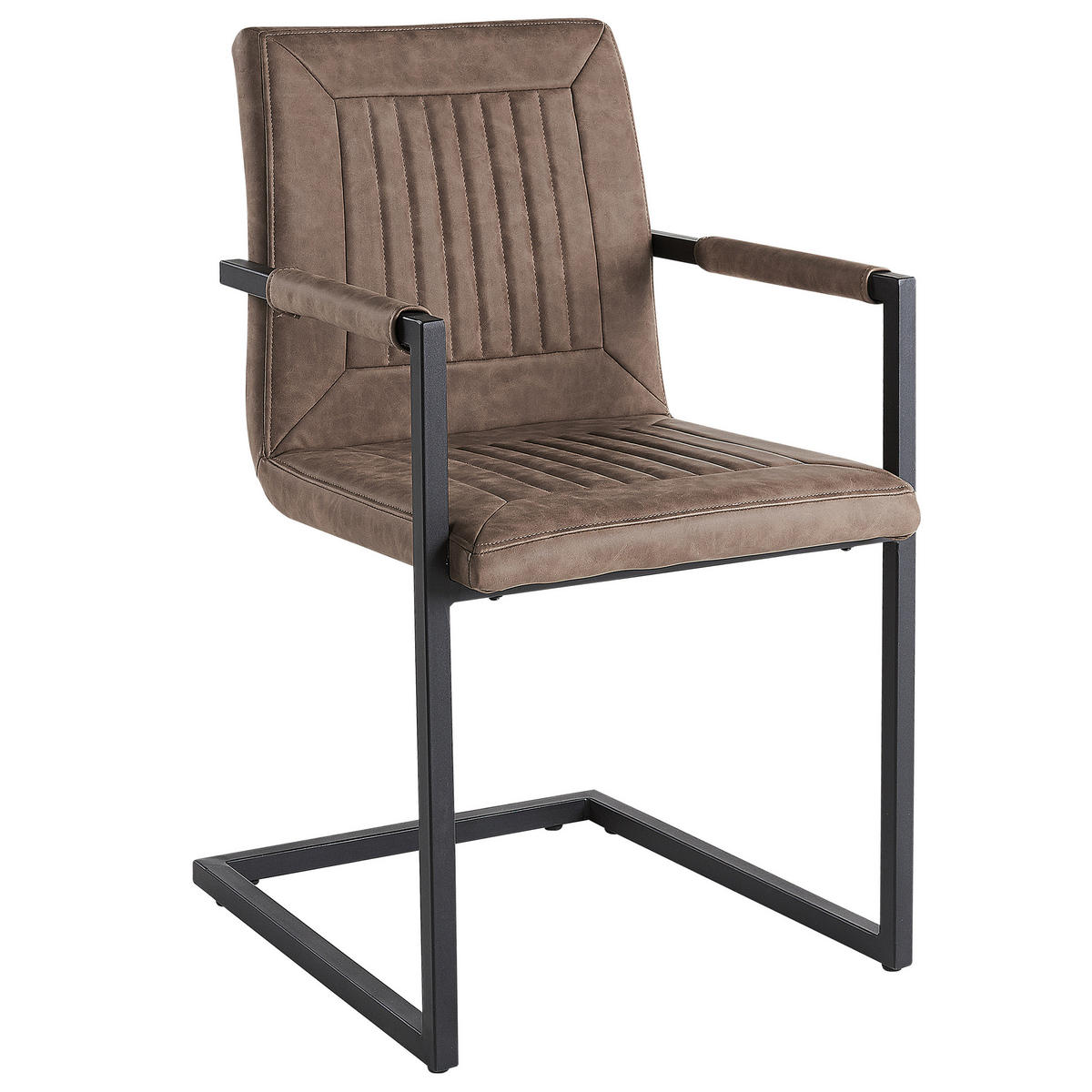ESSZIMMERSTUHL 2er-Set Kunstleder Braun Brandol - Braun, Textil/Metall (52/87/54cm) - Beliani